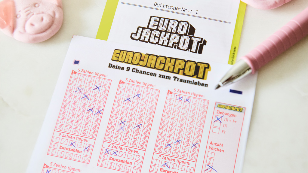 Eurojackpot-Spielschein mit Spielquittung